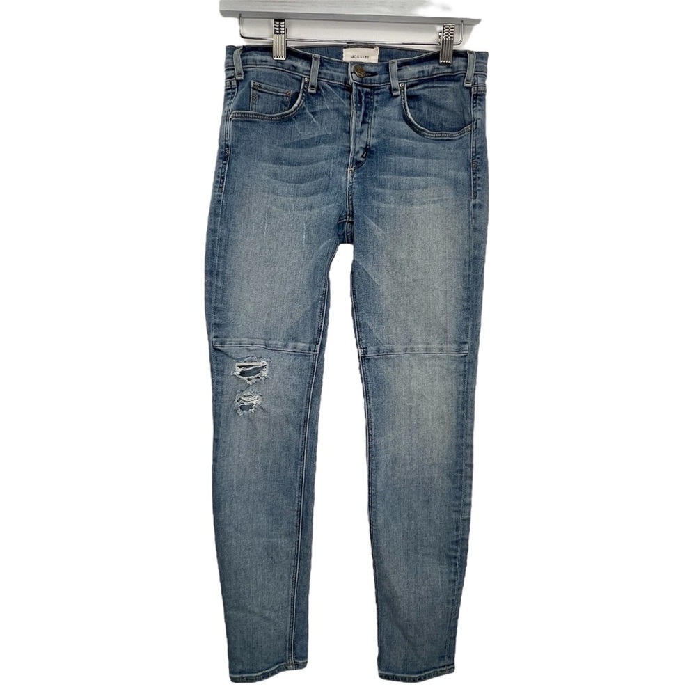 MCGUIRE ANTHROPOLOGIE Demi Seam Skinny Distressed Women 15e Moto Jeans size 28